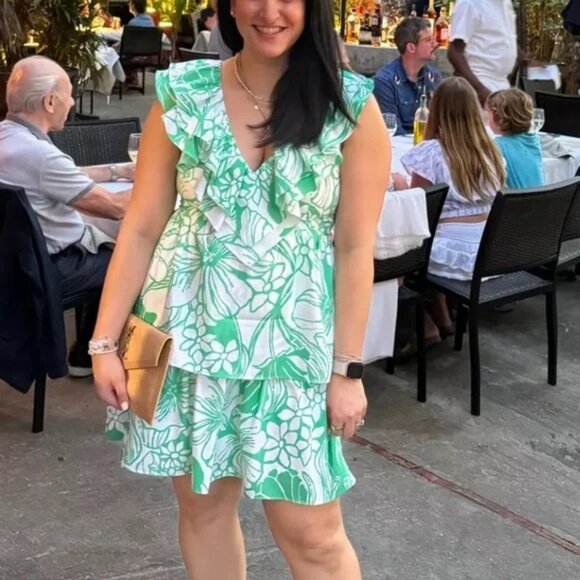 Lilly Pulitzer Tropical Green and White Mini Dress size 14 NWT - Picture 3 of 13